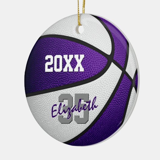 paars wit haar basketbalteam memento keramisch ornament (Links)