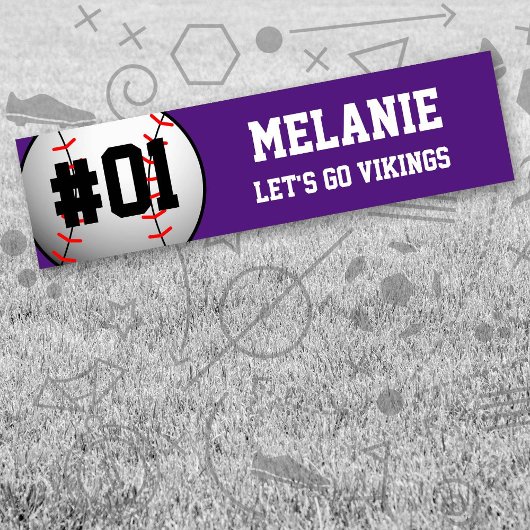 Paars-wit-honkbalteam Bumpersticker