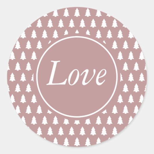 Paars Wit Kerstboom Patroon Liefde Ronde Sticker (Voorkant)