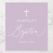 Paars wit kruisje Baptisme Wijnlabel Wijn Etiket (Enkel label)