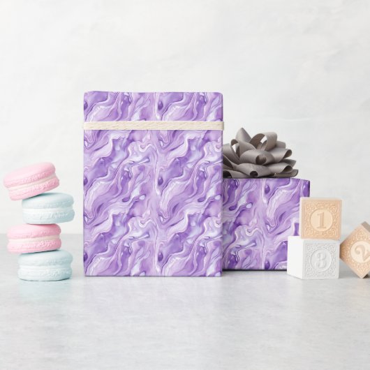 Paars & Wit Marmer  Cadeaupapier (Baby Shower)