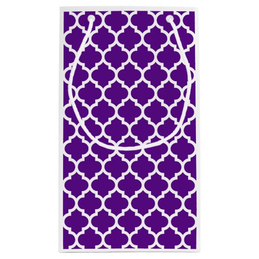 Paars wit Marokkaans Quatrefoliepatroon #5 Klein Cadeauzakje (Achterkant)