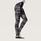Paars wit op zwarte, verspreide pleinen leggings (Rechts)