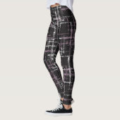 Paars wit op zwarte, verspreide pleinen leggings (Links)