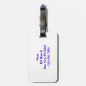 Paars wit patroon bagagelabel (Achterkant verticaal)