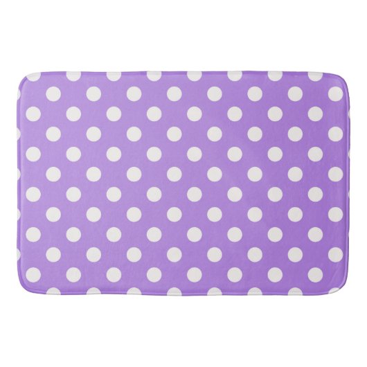 Paars & Wit Pret Polka Stippen Stip Badmat (Voorkant)