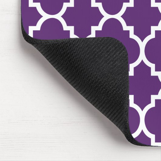 Paars wit Quatrefoil Marokkaans Patroon Muismat (Hoek)