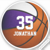 paars wit team kleuren basketbal jongens sticker (Voorkant)