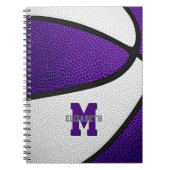 paars wit team kleuren jongens basketbal notitieboek (Voorkant)