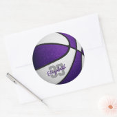paars wit team kleuren jongens basketbal ronde sticker (Envelop)