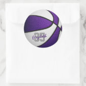 paars wit team kleuren jongens basketbal ronde sticker (Tas)