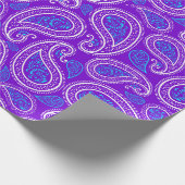 Paars wit & turquoise  paisley 2 patroon cadeaupapier (Hoek)