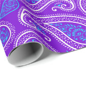 Paars wit & turquoise  paisley 2 patroon cadeaupapier (Rol Hoek)