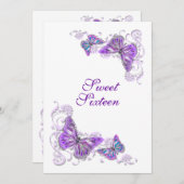 Paars wit verjaardag verlovings- bruiloft kaart (Voorkant / Achterkant)