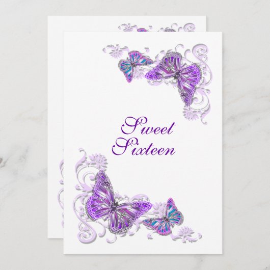 Paars wit verjaardag verlovings- bruiloft kaart (Voorkant / Achterkant)