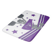 Paars Wit Zilveren Sterren Cheer Cheerleading Badmat (Gekanteld)