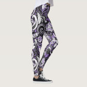 Paars wit zwart schilderspatroon leggings (Rechts)