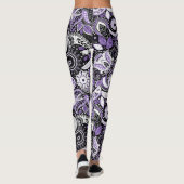 Paars wit zwart schilderspatroon leggings (Achterkant)