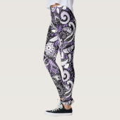 Paars wit zwart schilderspatroon leggings (Links)