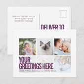 Paars Witte 6 foto's Moderne Universele Groet Briefkaart (Voorkant / Achterkant)