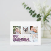 Paars Witte 6 foto's Moderne Universele Groet Briefkaart (Staand voorkant)