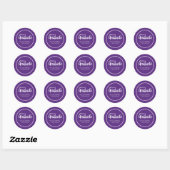 Paars Witte Afstudeer Jaar Naam Adres Ronde Sticker (Vel)
