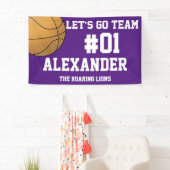 Paars Witte Basketbal Team Geest Spandoek (Insitu)