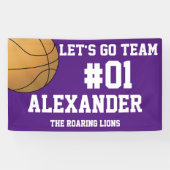 Paars Witte Basketbal Team Geest Spandoek (Horizontaal)
