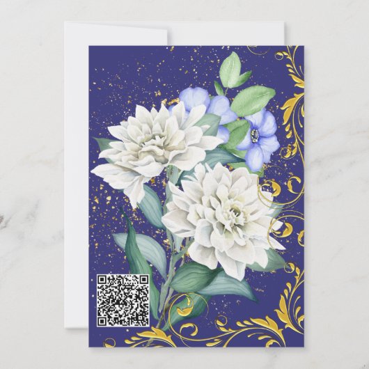 Paars-witte blauwe roze goudziren botanische kaart (Achterkant)