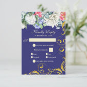 Paars-witte blauwe roze goudziren botanische RSVP (Staand voorkant)