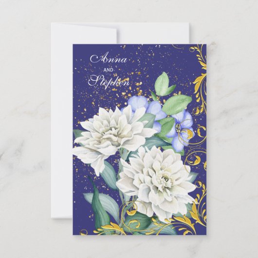 Paars-witte blauwe roze goudziren botanische RSVP (Achterkant)