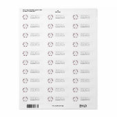 Paars & Witte Bloem Initial Retouradres Etiket (Full Sheet)