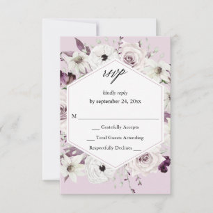 Paars & Witte Bloemen geen Maaltijd RSVP VER - Lav Kaartje