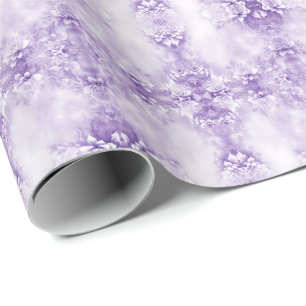 Paars Witte Bloemen Inpakpapier