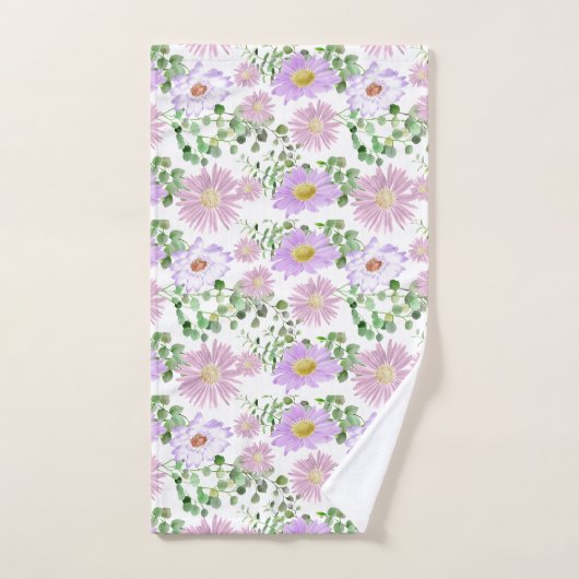 Paars Witte Bloemige Eucalyptus Groene Elegante  Bad Handdoek (Handdoek)