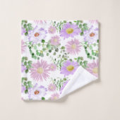 Paars Witte Bloemige Eucalyptus Groene Elegante  Bad Handdoek (Wasdoekje)