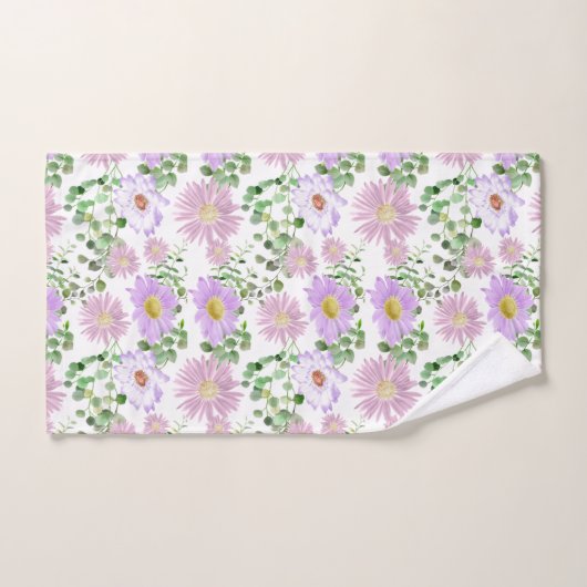 Paars Witte Bloemige Eucalyptus Groene Elegante  Bad Handdoek (Handdoek)