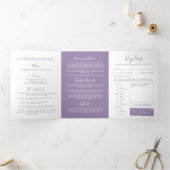 Paars-witte bruiloft, helemaal in één drieluik uitnodiging (Binnen)