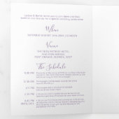 Paars-witte bruiloft, helemaal in één drieluik uitnodiging (Binnenzijde eerst)