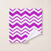 Paars Witte Chevron Zigzag Patroon Ontwerp  Bad Handdoek (Wasdoekje)
