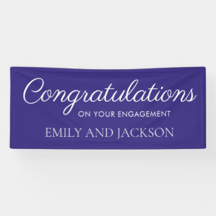 Paars Witte Elegante Script Verlovingsfeest Spandoek