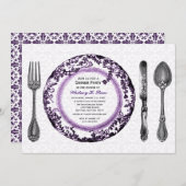 Paars-witte fijne diner kaart (Voorkant / Achterkant)