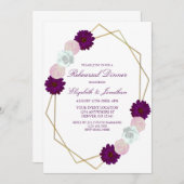 Paars-witte Floral Geometrische repetitie Dinner Kaart (Voorkant / Achterkant)