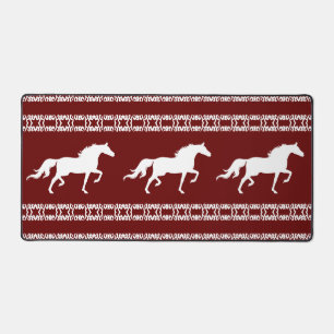 Paars & Witte Geometrische Patronen & Paarden Bureaumat