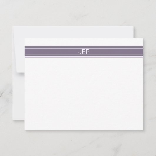 Paars Witte Gepersonaliseerde Monogram Naam Beginl Notitiekaartje (Voorkant)
