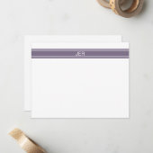Paars Witte Gepersonaliseerde Monogram Naam Beginl Notitiekaartje (Voorkant / Achterkant in situ)