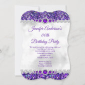 Paars-witte Glitter Pearl Diamond Birthday Party Kaart (Voorkant)