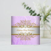 Paars Witte Goud Elegant Feest Kaart (Staand voorkant)