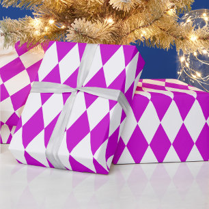 Paars Witte Harlekijn Diamanten Dambord Patroon Cadeaupapier