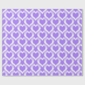 Paars Witte Harten Patroon Cadeaupapier (Vlak)